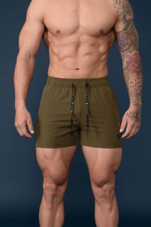 Young LA 101 Bodybuilding Short Shorts Olivgrün | 0136-AUNKT