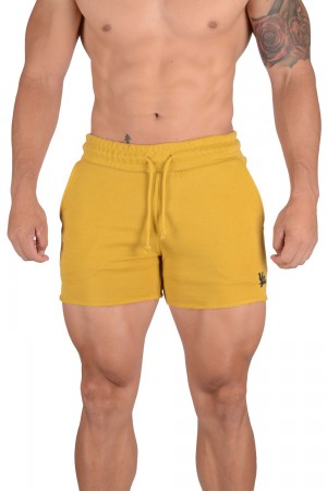 Young LA 102 Bodybuilding French Terry Shorts Gelb | 9512-TAEUW