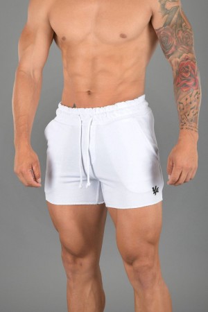 Young LA 102 Bodybuilding French Terry Shorts Weiß | 9418-XNKYW