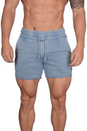 Young LA 102 Bodybuilding French Terry Shorts Blau | 0713-LSMUP
