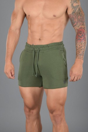 Young LA 102 Bodybuilding French Terry Shorts Olivgrün | 0372-MLJGT