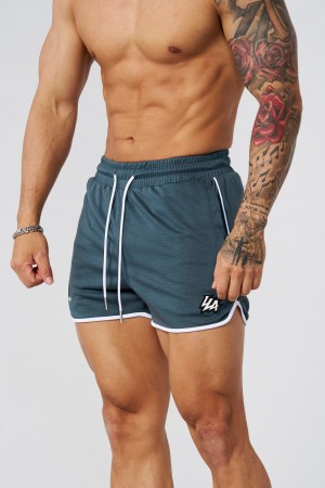 Young LA 1037 - Mesh Bodybuilding Shorts Teal | 7409-FBSPT