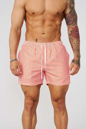 Young LA 1056 - Striped Swim Shorts Orange | 5389-NSXDZ