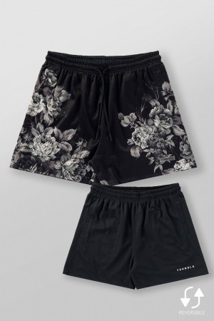 Young LA 1111 - Skulls & Roses Reversible Shorts Schwarz | 2475-HJKGT