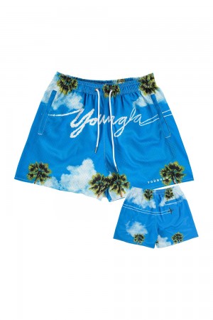 Young LA 141 The Block Party Shorts Blau | 5074-YNATP