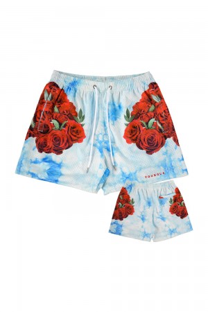Young LA 141 The Block Party Shorts Blau Rot | 2905-IDUWV