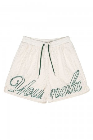 Young LA 155 Championship Shorts Weiß Grün | 4705-QHARB