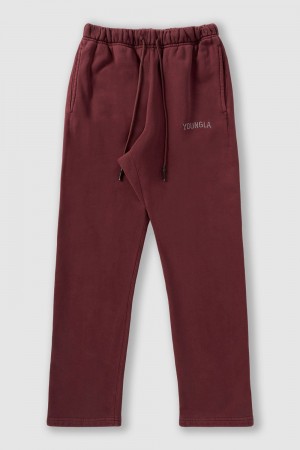 Young LA 2078 - Minimal No Cuff Joggers Bordeaux | 8735-YOXVL