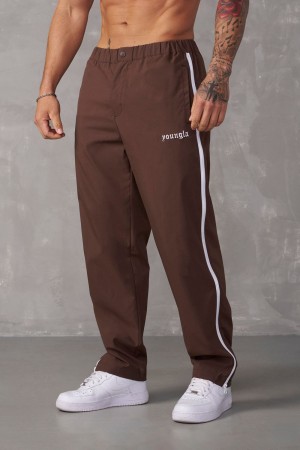 Young LA 246 - Side Zipper Joggers Braun | 8254-XUZVE