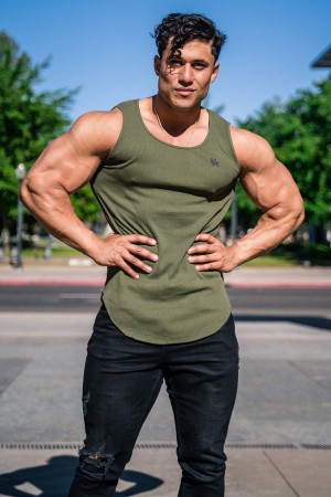 Young LA 314 Scoop Bottom Ribbed Tank Olivgrün | 5218-QZSLW