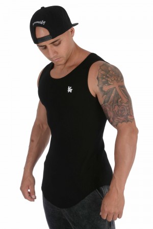 Young LA 314 Scoop Bottom Ribbed Tank Schwarz | 6095-VOUHW