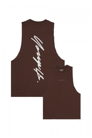 Young LA 323 Autograph Delt Tanks Braun | 6318-KFOPB