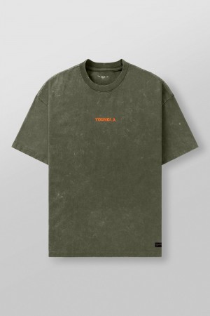 Young LA 4014 - Orange Emblem Tees Olivgrün | 8650-KVUCI