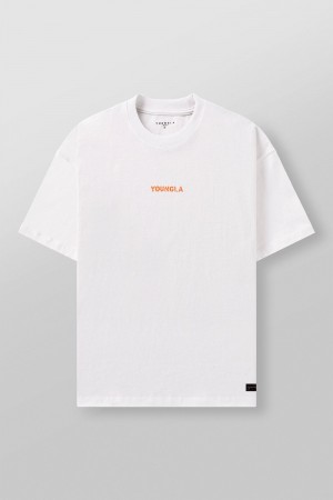 Young LA 4014 - Orange Emblem Tees Weiß | 0672-GZRXN