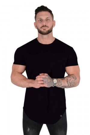 Young LA 402 Perfect Tee - Scallop Bottom Schwarz | 1483-DBEVW