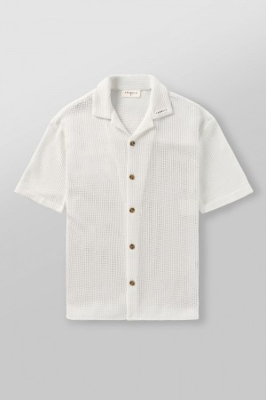 Young LA 4036 - Crochet Shirts Weiß | 6819-HSFNM