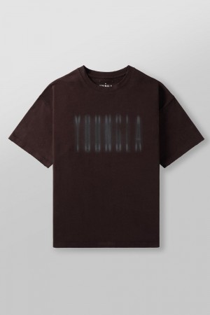 Young LA 4075 - Blurry Heavyweight Tee Dunkelbraun | 8571-CKVWO