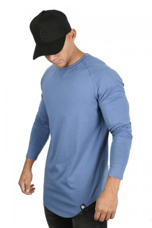Young LA 410 Perfect Raglan Long Sleeve Shirts Blau | 8415-SEHIZ