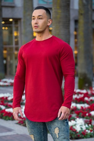 Young LA 410 Perfect Raglan Long Sleeve Shirts Rot | 1720-NXAQT