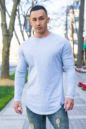 Young LA 410 Perfect Raglan Long Sleeve Shirts Hellblau | 8421-IJUFB