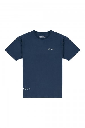 Young LA 414 Signature Tees Dunkelblau | 8615-ZGEAM
