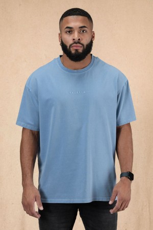 Young LA 420 Essential Oversized Tee Blau | 3541-SOLKQ