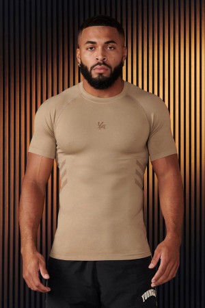 Young LA 425 - Iron Compression Tees Beige | 3412-GWRTH