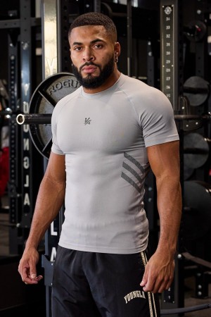 Young LA 425 - Iron Compression Tees Hellgrau | 8715-DZSJO