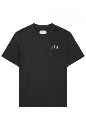 Young LA 427 Summer Waffle Tees Schwarz | 2789-MCKUN