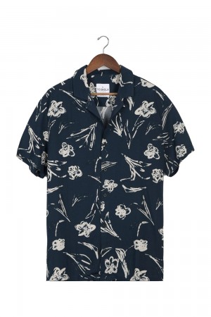 Young LA 445 Cabo Vibez Shirts Printed Navy | 0427-GVXIC