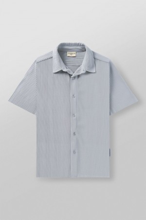 Young LA 448 - Pleated Festival Shirts Hellblau | 8376-MDXPT