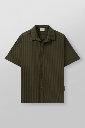 Young LA 448 - Pleated Festival Shirts Olivgrün | 5471-ZVONW