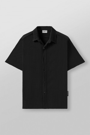 Young LA 448 - Pleated Festival Shirts Schwarz | 0193-RVDOA