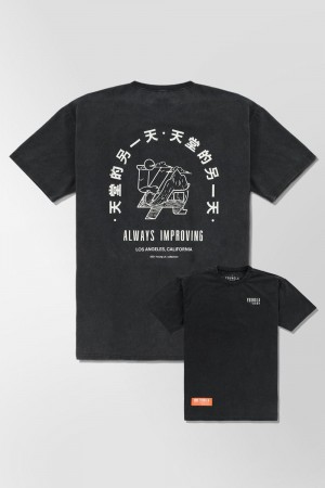 Young LA 449 Washed Drip Tees Schwarz | 4386-DPLGR