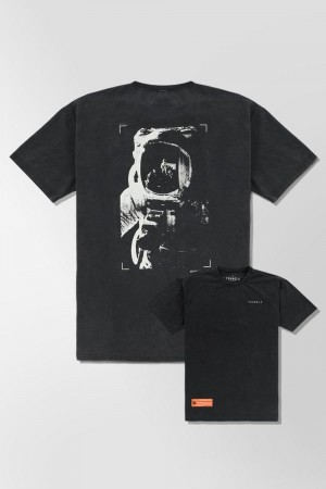 Young LA 449 Washed Drip Tees Schwarz | 4253-VLWRN