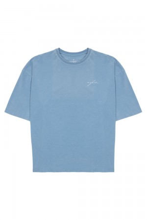 Young LA 464 Skyline Super Sized Tees Blau | 8037-RWYIU