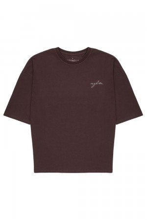 Young LA 464 Skyline Super Sized Tees Dunkelbraun | 6281-VGEIO