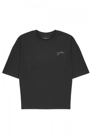 Young LA 464 Skyline Super Sized Tees Schwarz | 9708-KZBNP