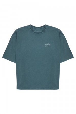 Young LA 464 Skyline Super Sized Tees Teal | 2419-ZBXGM