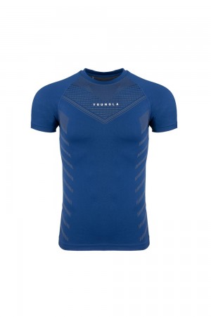 Young LA 465 Superhero Compression Tees Blau | 8942-CAEZH