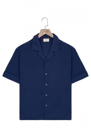 Young LA 468 Clase Shirts Dunkelblau | 7509-SCJHQ