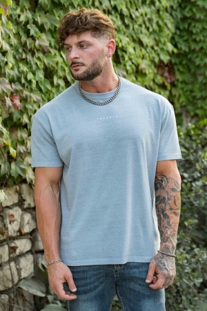 Young LA 472 - Mellow Logo Tees Blau | 9135-UXHNJ