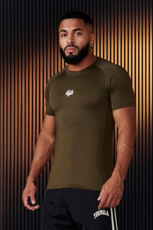 Young LA 474 - Speed Compression Tees Olivgrün | 7092-EBVPQ