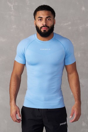 Young LA 475 Supervillain Compression Tees Blau | 8416-MFPQV