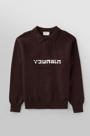 Young LA 508 - Knitted Polo Longsleeves Braun | 8014-LAUKF