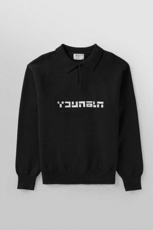 Young LA 508 - Knitted Polo Longsleeves Schwarz | 2147-LPNJZ