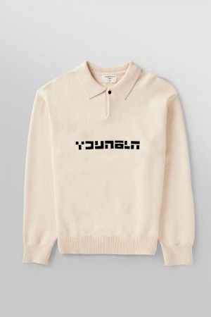 Young LA 508 - Knitted Polo Longsleeves Weiß | 3196-OEJCR