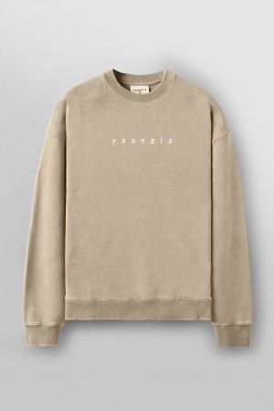 Young LA 5099 - Love Sets - Crewnecks Khaki | 1376-KEOQU