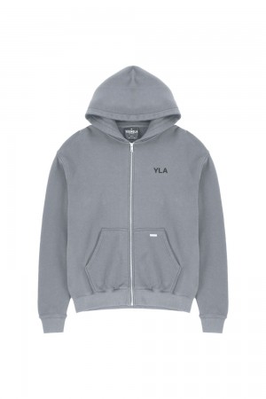 Young LA 515 Monarch Zip-Up Hoodie Grau | 3621-MKJNI