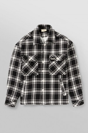Young LA 519 - Woven Flannel Jackets Schwarz Weiß | 5240-UFCPM